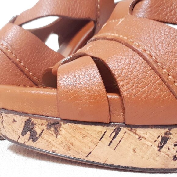 Chloe Cork Slingback Platform High Heel Tan Brown Size 39 - Picture 7 of 15